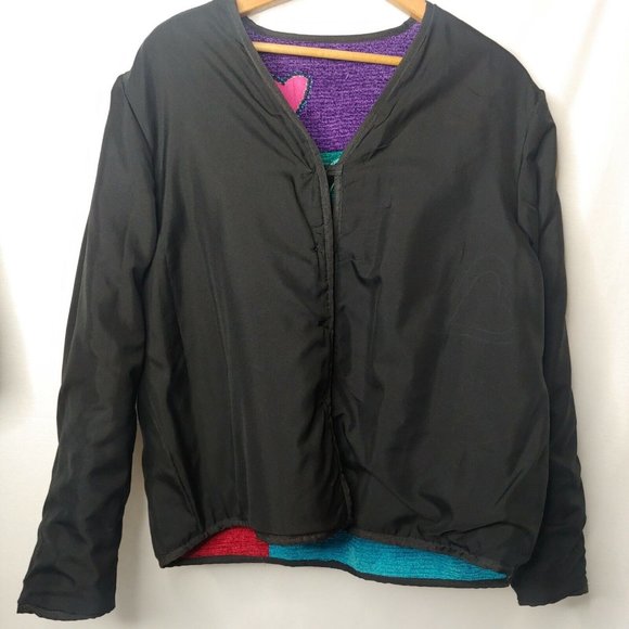 Alex Kim Wearable Art Women's Small Woven Patchwork Jacket Hearts Colorful Lined - Picture 9 of 12